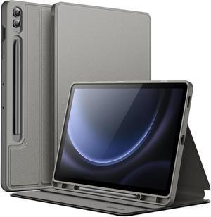 Case for  Galaxy Tab S9 FE+ / S9 FE Plus 12.4-Inch with S Pen Holder Slim Folio Stand Protective Tablet Cover Multi-Angle Viewing (Gray)