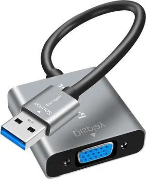 USB 3.0 to VGA Adapter for Monitor USB A 3.0 Male to VGA Female Adapter Multi-Display Video 1080P Converter for Mac OS(2015-2019) (Windows 11/10/8.1/8/7) and Android (No Support for Chromebook/Linux)