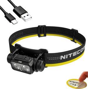 NU43 Rechargeable Headlamp 1400 lumens USB-C Bright Lightweight for Camping Running or Working with Spotlight Floodlight Red Light Including S Sticker