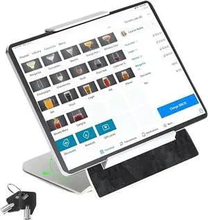 Kiosk iPad Stand  Universal Tablet Holder Compatible Tablet 8-13inch 360 Rotate Anti-Theft Lock PreDrilled Mounting Holes - POS Register Retail Business Checkout Cashier (White)