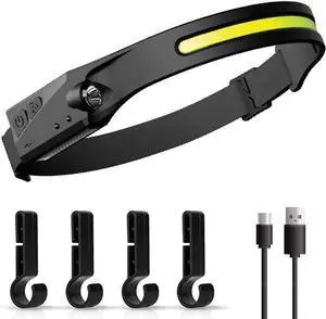 LED Headlamp Night Flashlight 3W 200lm LED COB/Side Light Motion Sensor IPX4 Waterproof Lightweight Silicone Adjustable Voltage - Lighted Headband for Running Cycling Hiking Camping