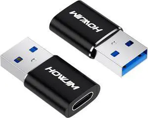 USB to USB C Adapter 2PCS 5Gbps USB C Female to USB3.0 Male Adapter OTG Converter Fast Charging/Transfer Type C to USB Adapter for M-acBook i-Pad i-Phone15 16 G-alaxy A-ppleWatch A-irpods Black