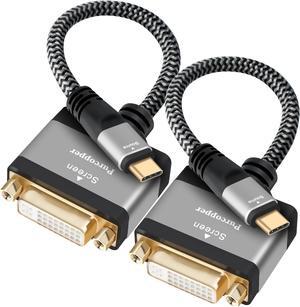 4K USB C to DVI Adapter 2 Pack Type-C Male (Source) to DVI Female (Screen) Braided Cord Converter Connector [Thunderbolt 3/4 Compatible] for iPhone 16 Series MacBook Pro Air iPad Pro Galaxy 24