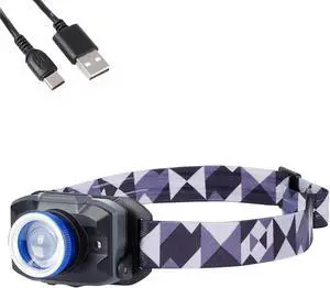 LED Headlamp Flashlight Rechargeable 450 Lumen Headlight with White & Red Light IPX4 Waterproof Lightweight Head Lamp with 5 Modes and Focusing Lamp Cap for Outdoor Camping Hiking Running Fishing