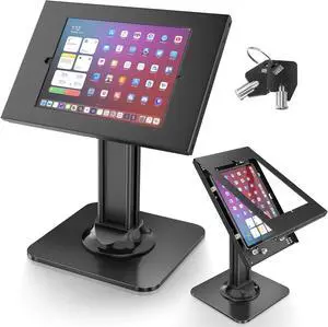 Anti-Theft iPad Kiosk Stand  POS iPad Security Stand & Locking Tablet Stand  Heavy Duty Base 360° Swivel 75° Tilt Bracket  Retail Business for iPad/iPad Air/iPad Pro (Black)