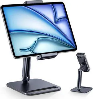 Tablet Stand Heavy Aluminum Tablet Holder for Desk with Adjustable 360° Swivel Bracket Compatible with iPad Pro/Air/Mini Galaxy Tab Surface Pro Kindle Fire 4.7-13 Black