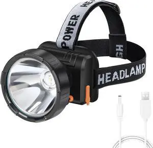 Headlamp Rechargeable - Super Bright Spotlight with 2 Modes - LED Flashlight Headlight for Camping Fishing Hiking