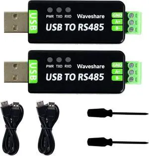 2PCS Waveshare Industrial USB to RS485 Converter with Original FT232RL and SP485EEN Embedded Protection Circuits for Industrial Control Equipments and/or Applications
