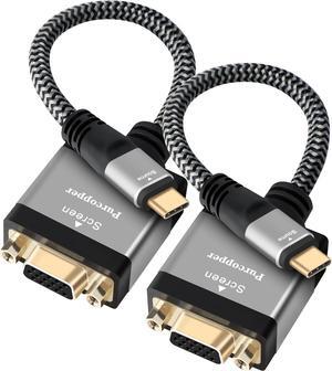 USB C to VGA Adapter 2 Pack USB 3.1 Type-C Male (Source) to VGA Female (Screen) Braided Cord Converter Connector Thunderbolt 3/4 Compatible for iPhone16 Series MacBook Pro Air iPad Pro Galaxy 24