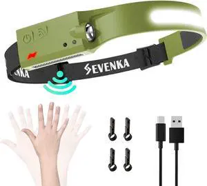 Rechargeable Headlamp Flashlights Bright LED Headlamps 230° Wide Beam & Spot Light 1000 Lumen Sensor Mode 2.4oz Lightweight Head Lamp with Clips for Hardhat Camping Hiking