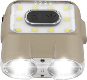 Capon 120H (Tan) - LED Rechargeable Clip-On Cap Headlamp Lightweight Hat Light for Camping Running Hiking Emergency & Industrial Use Waterproof USB-C Up to 45 Hours of Battery Life.
