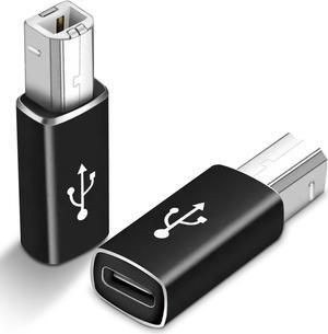 USB B to USB C Adapter (2 Pack) USB-C Female to Printer Male Converter USB Type C to Midi USB B Connector Support Data Sync Compatible with Printer Scanner Fax Machine Electronic Piano