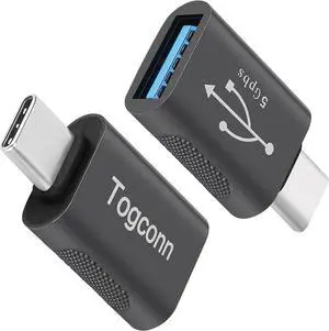USB-C to USB A Adapter (2 Pack) [Slim Design Side-by-Side Use] USB Type-C to A OTG Converter USB C (Male) to USB A 3.0 (Female) Connector for MacBook Pro iPhone 15 Galaxy S23 Zinc Alloy Shell