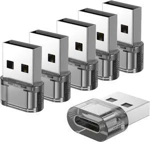 USB to USB C Adapter 6 Pack Type C Female to USB A Male Charger and Date Connector for Apple iPhone16/15 /iPad/Galaxy/Apple Watch/Pad Air/Laptop/Car/Charger/CarPlay/Wall Plug/Quest Link etc.