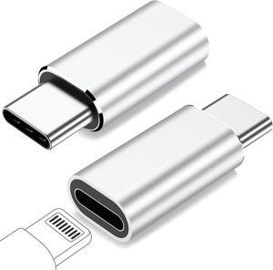 for Lightning Female to USB C Male Adapter for iPhone 16 15 Pro Max Plus for iPad for  Support 27W PD Fast Charging&Data Transfer Type C Charger Connector Cable Not for Audio/OTG Silver