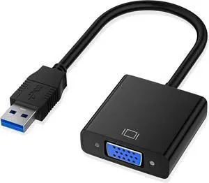 USB to VGA Adapter USB3.0/2.0 to VGA Adapter Multi-Display Video Converter Full HD 1080P External Video Card Multi Monitor Adapter Desktop Laptop HDTV Monitor Projector (Windows 10/8.1/8/7)