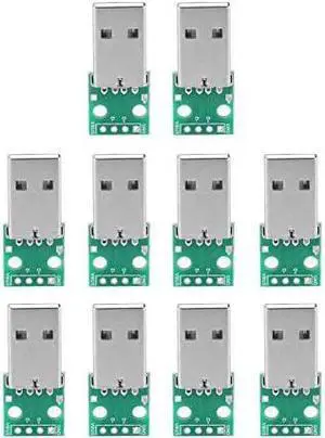 USB Board Mini USB to DIP Adapter Board 10Pcs USB Type A Male Plug to DIP Converter Board 4 Pins DIP 2.54mm Pitch