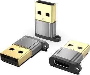 USB-A to USB-C Adapter 3-Pack Gold-Plated USB Type C to USB A Converter Compatible with Apple iPhone 15 Pro/Max iPad  CarPlay USB C to A Adaptor for Car