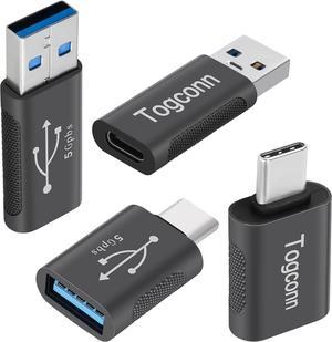 USB A to USB C Adapter (4 Pack) [Slim Design Side-by-Side Use] USB 2.0 (Male) to USB C (Female) & USB C (Male) to USB 3.0 (Female) Charger Converter Connector