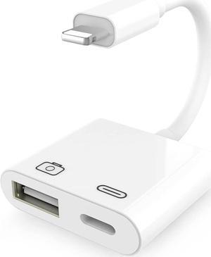 Lightning to USB Camera Adapter MFi Certified USB 3.0 OTG Cable Converter for iPhone/iPad Compatible Card Reader/USB Flash Drive/Keyboard/Mouse White