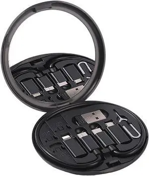 Multiple USB adapters USB-A/Micro-USB/Light/OTG USB Adapter kit Storage case with SIM Extractor/SIM Slot with Mirror/Cell Phone Holder Ideal for Traveling