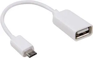 White Micro USB to USB OTG Host Adapter - Micro USB Male to USB A Female On-The-GO Host Cable Adapter Cell Phone OTG Adapters Removable Data Storage