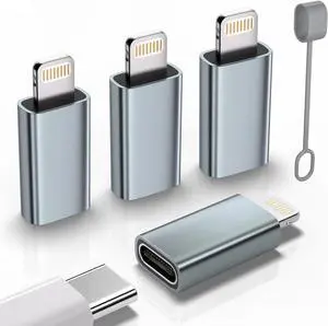 USB C Type C to Lightning Adapter 4 Pack 1.8-2.2A 15W Fast Charging Support Data Sync Lightning to USB Type C Cable Adapter for iPhone/iPad/for Airpods with Anti-Lost Loop Not for Audio/OTG