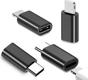 4-PackUSB C Male to Lightning&Lightning to USB C FemaleAdapter Supports PD Fast Charging and Data Transmission Not Suitable for Audio/OTG Applicable On iPhone 15 Pro Max Plus/14/13/12 iPad etc