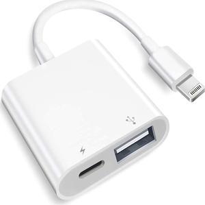 [Apple MFi Certified] Lightning to USB Camera Adapter with Charging Port Portable USB 3.0 Female OTG Cable Adapter for Select iPhone iPad Models Support Card Reader USB Flash Drive MIDI Keyboard