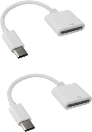 2Pcs White 30pin Female to USB 3.1 Type-C USB-C Sync Data Charging Adapter Cable Cell Phone OTG Adapters USB Cables Accessories for AppleCables and Interconnects