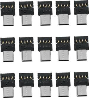 15Pcs Ultra Mini Type-C USB-C to USB 2.0 OTG Adapter for Cell Phone Tablet & USB Cable & Flash Disk
