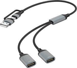 USB/Typec Male to 2 USB Female Cord Converter USBC Splitter Y Cable(12 inch Long) Cell Phones OTG Adapter Usb C to Usb Adapter for Mac Xbox One Series X/S Cell Phone PS5 Lapt (NOT for Monitor).