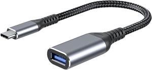 USB C to USB Adapter Type c to USB 3.0 Cable OTG Cable Thunderbolt3 to USB Adapter Compatible with MacBook Windows Laptop and Cellphone 3.9 inch Sliver 1-Pack