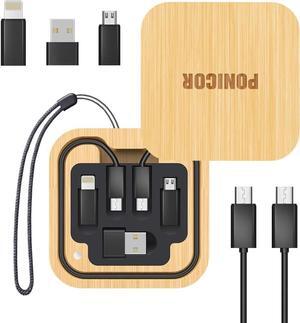 Multi USB Charging Adapter Cable Kit for Travel Fast Charging and Data Transfer Cable with Type C to Type C/Micro/USB A Adapters Pocket Cable Kit for Travel Gadget