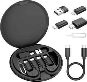 USB Charging Adapter Kit USB to USBC Adapter Type C to USB 3.0 OTG Light/ning Micro Multi Portable Converter Case with 1Ft 100W Charger Cable for iPhone 16 15 Max Pro Samsung Galaxy S24 Plus