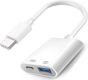 USB-C to USB Adapter with 30W Charging Port for iPhone 15 Pro Max MacBook Pro Air 2023 iMac iPad Mini Pro Apple MFi Certified OTG Support Camera Card Reader USB Flash Drive MIDI Keyboard (White-2)