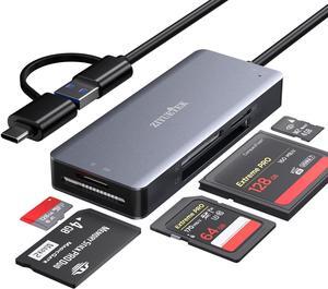 USB C USB3.0 SD Card Reader 5in1 Multi Card Reader for SD/TF/CF/Micro SD/MS/M2 Drive Free for iPhone 15 pro max/Windows/Mac/Linux/Android (USB3.0 and Type-C)