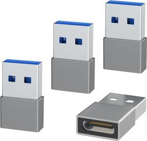 USB to USB C Adapter 4 Pack USB C Female to USB Male OTG Charger Type C Converter Compatible with Apple Watch Ultra iWatch 7-9 iPhone 15-13 Plus Pro Max AirPods 3 iPad Air Car Galaxy (Grey)