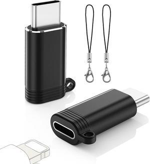 2 Pack Lightning Female to USB C Male Adapter iPhone to USB C Adapter for iPhone 15/16 Pro/16 Pro Max/16 Plus Galaxy S24 iPad Air/Pro for Charging/Data Transfer NOT for Audio/OTG Black