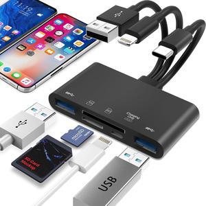 5-in-1 SD Card Reader for i-Phone Memory Card Reader&USB OTG Adapter USB C and USB A Devices with Micro SD & SD Card Slots Supports SD/Micro SD/SDHC/SDXC/MMC