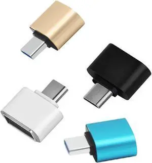 USB C to USB Adapter in Metal(4 Packs) USB Female to USB C Male OTG Adapter Compatible with MacBook Pro  Galaxy Type-C Phones Laptops Tablets (1 Black 1 Silver 1 Blue and 1 Gold)