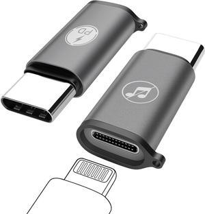 2Pack for Lightning to USB C Adapter for iPhone 16 15 Pro Max Plus Type C Charger Connector [Support PD Fast Charging & Data Transfer] for iPad Pro Air/Samsung Galaxy S24 S23 (Not for Audio&OTG)