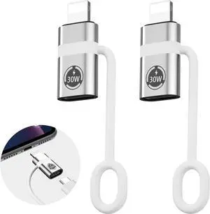 USB C Lig-htn-ing Adapter Support 30W PD Pack of 2 for Lig-htn-ing to USB-C Adapter Compatible with Phone 15 Series/Samsung and Other Type-C Devices for OTG/Data Transmission Conceived Silvery-White