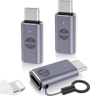 3 Pack Lightning to USB C Adapter for iPhone 15/15 Pro/15 Pro Max/15 Plus 35W Fast Charging & Data Transfer Space Gray with 3 Anti-Loss Straps Not for Audio/OTG