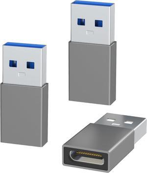 USB to USB C Adapter 3 Pack Type C Female to A Male Charger Converter Compatible with Apple Watch Ultra iWatch 8 7 iPhone 15 14 13 12 Pro Max Plus Airpods iPad Car Samsung Galaxy (Gray)