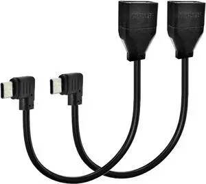 2 Articles USB C to USB Adapter Type C OTG Cable USB 2.0 Type C (USB-C) Male to USB Type A Female OTG Adapter Cable - 25CM (90 Degree USB C to A Up/Down) (OTGCMLE)