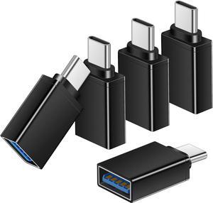 USB C to USB Adapter 5 Pack USB to USB C 3.0 OTG Adapter USB C to USB A Converter for iPhone 16 15 Pro Max Plus MacBook Pro Air Microsoft Surface iPad Galaxy S24 S23 S22-Black