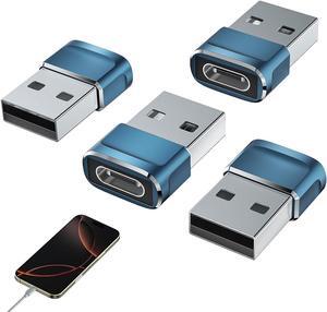 CarPlay Adapter Car Charger Adapter for iPhone 15 16 Pro Max iPad Pro Cable USB to USB C Adapter USB-A to USB-C OTG Connector USB2.0 for iPhone 16 15 Samsung S24 S23 S22 S21A35 A55 Grey 4-Pack