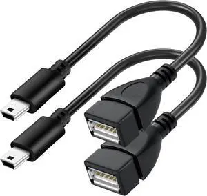 (2 Pack Mini USB OTG Cable for Digital Cameras - USB A Female to Mini USB B 5 Pin Male Adapter Cable