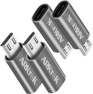 Micro USB Adapter - Micro USB (Male) to Type C (Female) Convert Connector with 56K Resistor Data Sync Charging Converter for Galaxy S7 LG G4 Nexus (Pack of 4 Grey)